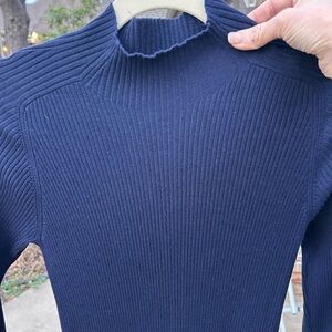 Aritzia Wilfred Navy Blue Ribbed Knit Long Dress